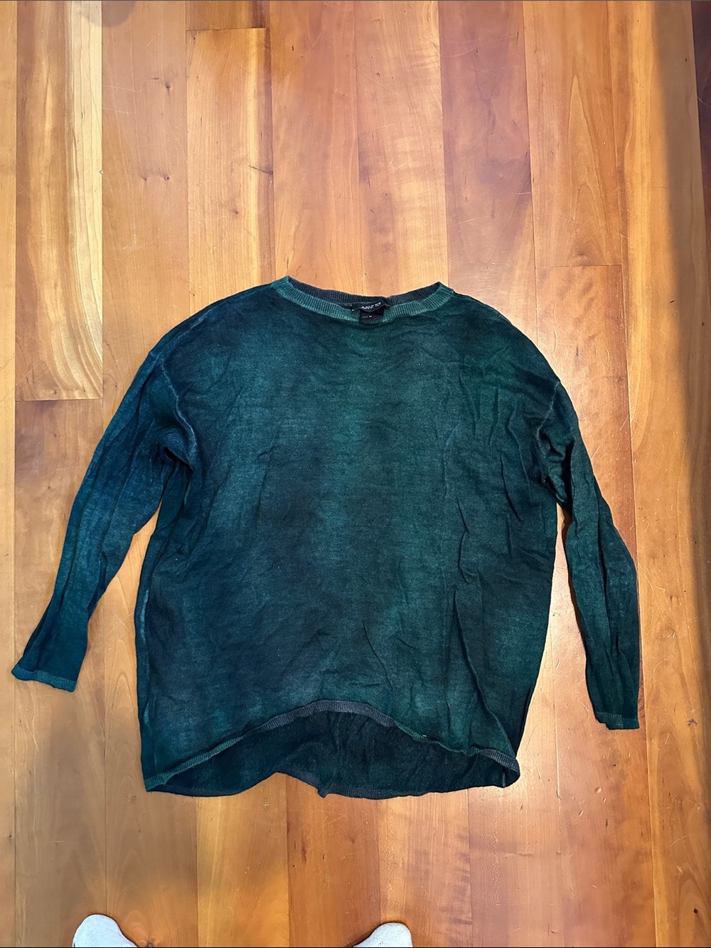 Dark Teal Cashmere-Silk Blend Sweater with Care Label